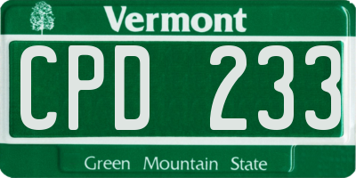 VT license plate CPD233