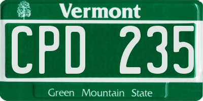 VT license plate CPD235