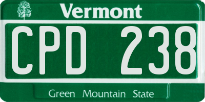 VT license plate CPD238