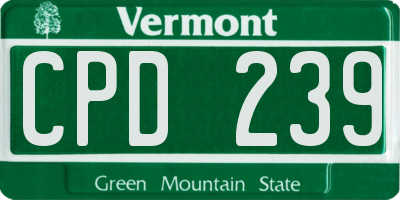VT license plate CPD239