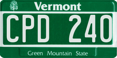 VT license plate CPD240