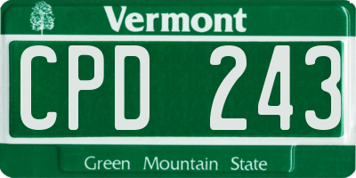 VT license plate CPD243