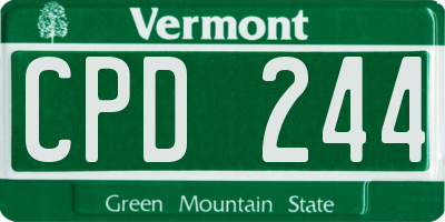 VT license plate CPD244