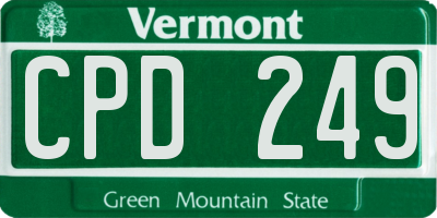 VT license plate CPD249