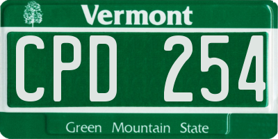 VT license plate CPD254