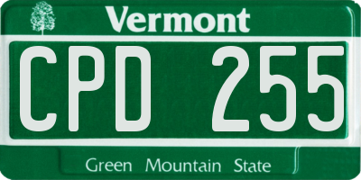 VT license plate CPD255