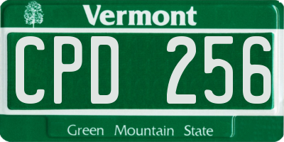 VT license plate CPD256