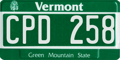 VT license plate CPD258