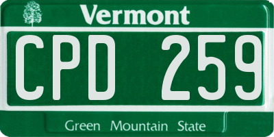 VT license plate CPD259