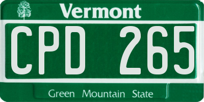 VT license plate CPD265