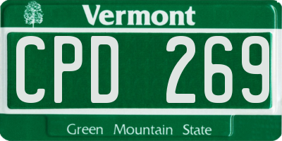 VT license plate CPD269