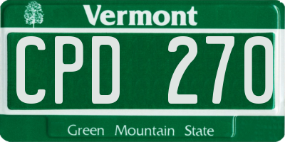 VT license plate CPD270
