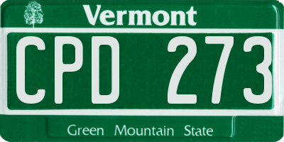 VT license plate CPD273