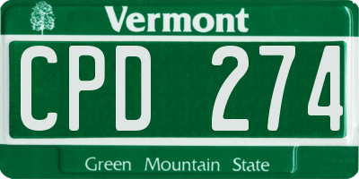 VT license plate CPD274