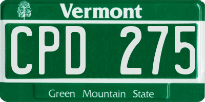 VT license plate CPD275