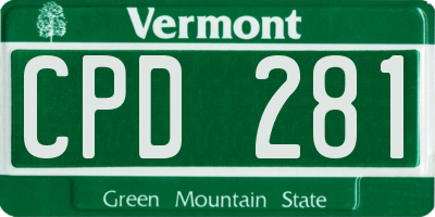 VT license plate CPD281