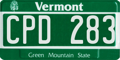 VT license plate CPD283