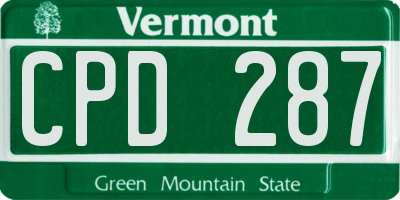 VT license plate CPD287