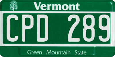 VT license plate CPD289