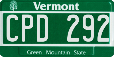 VT license plate CPD292