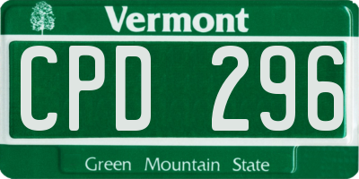 VT license plate CPD296