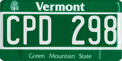 VT license plate CPD298