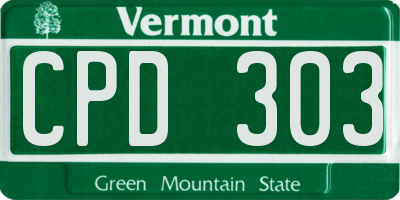 VT license plate CPD303