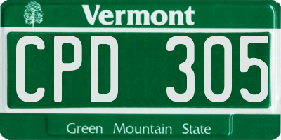 VT license plate CPD305