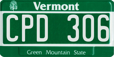 VT license plate CPD306