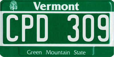 VT license plate CPD309