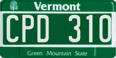 VT license plate CPD310