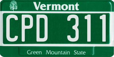 VT license plate CPD311