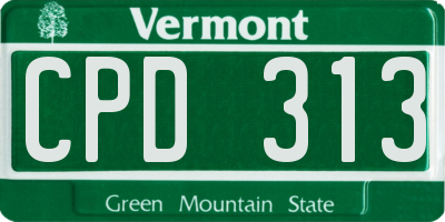 VT license plate CPD313