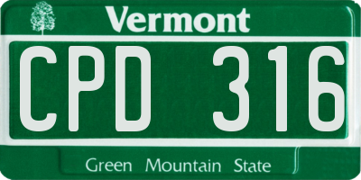 VT license plate CPD316