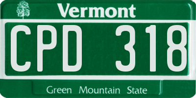 VT license plate CPD318