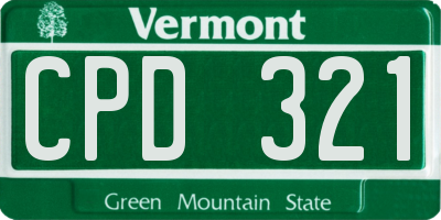 VT license plate CPD321