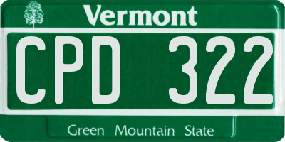 VT license plate CPD322