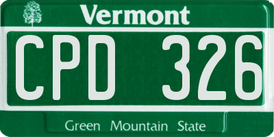 VT license plate CPD326