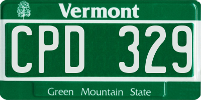 VT license plate CPD329