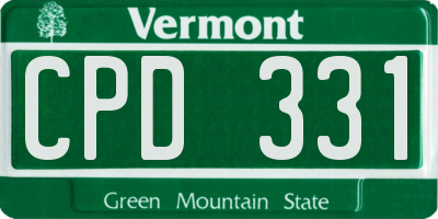 VT license plate CPD331