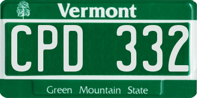 VT license plate CPD332