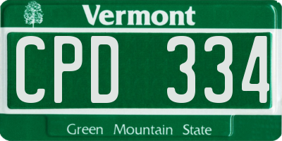 VT license plate CPD334