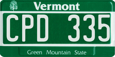 VT license plate CPD335