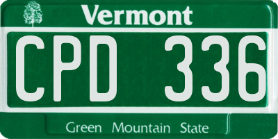 VT license plate CPD336