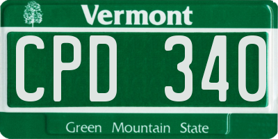 VT license plate CPD340