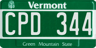 VT license plate CPD344