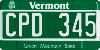 VT license plate CPD345