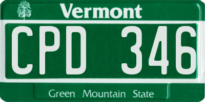 VT license plate CPD346