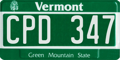 VT license plate CPD347