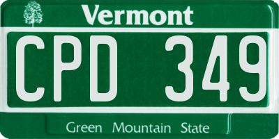 VT license plate CPD349